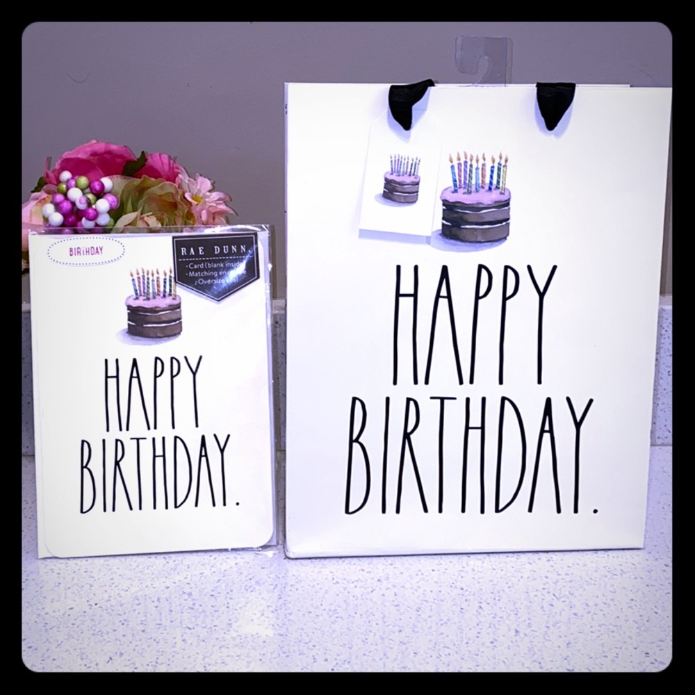 🎂 3/$30🎂 SET: RAE DUNN HAPPY BIRTHDAY CARD & GIFT BAG